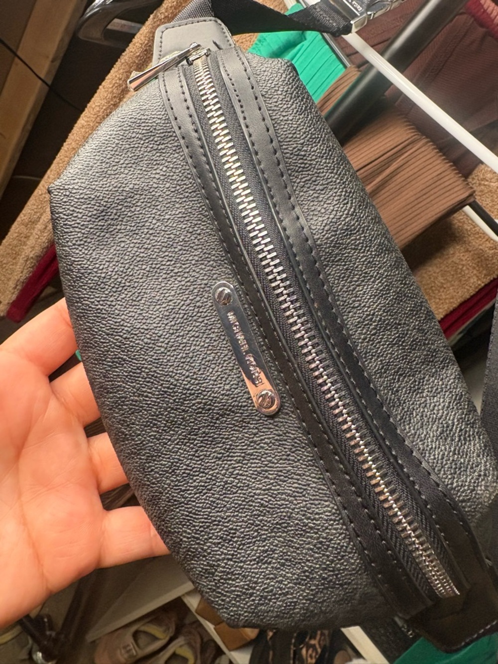 Michael Kors Black Leather Sling Waist Bag